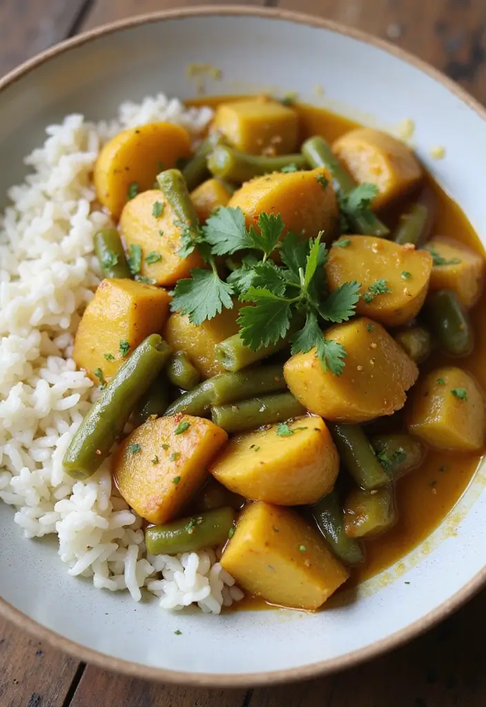 26 High Protein Vegetarian Slow Cooker Recipes for Easy Meals 11 26 High Protein Vegetarian Slow Cooker Recipes for Easy Meals - 11. Potato and Green Bean Curry