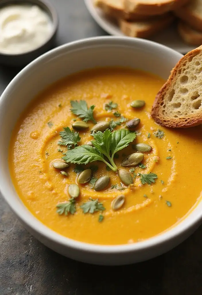 26 High Protein Vegetarian Slow Cooker Recipes for Easy Meals 15 26 High Protein Vegetarian Slow Cooker Recipes for Easy Meals - 15. Curried Pumpkin Soup