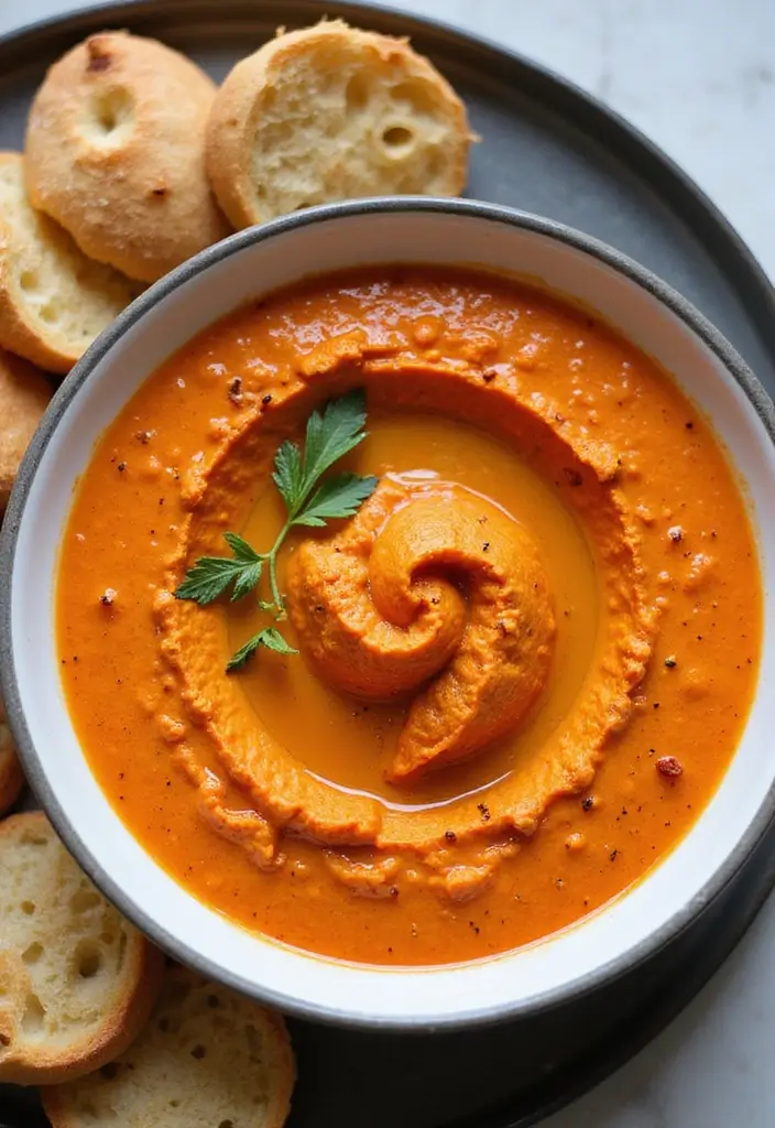 26 High Protein Vegetarian Slow Cooker Recipes for Easy Meals 19 26 High Protein Vegetarian Slow Cooker Recipes for Easy Meals - 19. Roasted Red Pepper and Hummus Soup