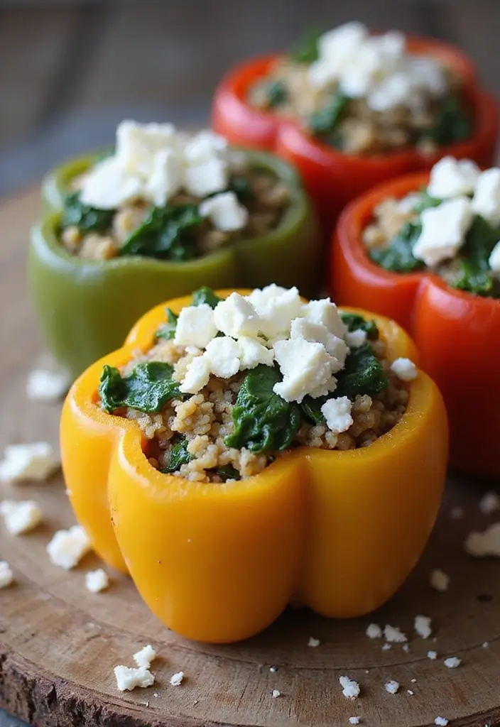 26 High Protein Vegetarian Slow Cooker Recipes for Easy Meals 6 26 High Protein Vegetarian Slow Cooker Recipes for Easy Meals - 6. Spinach and Feta Stuffed Peppers