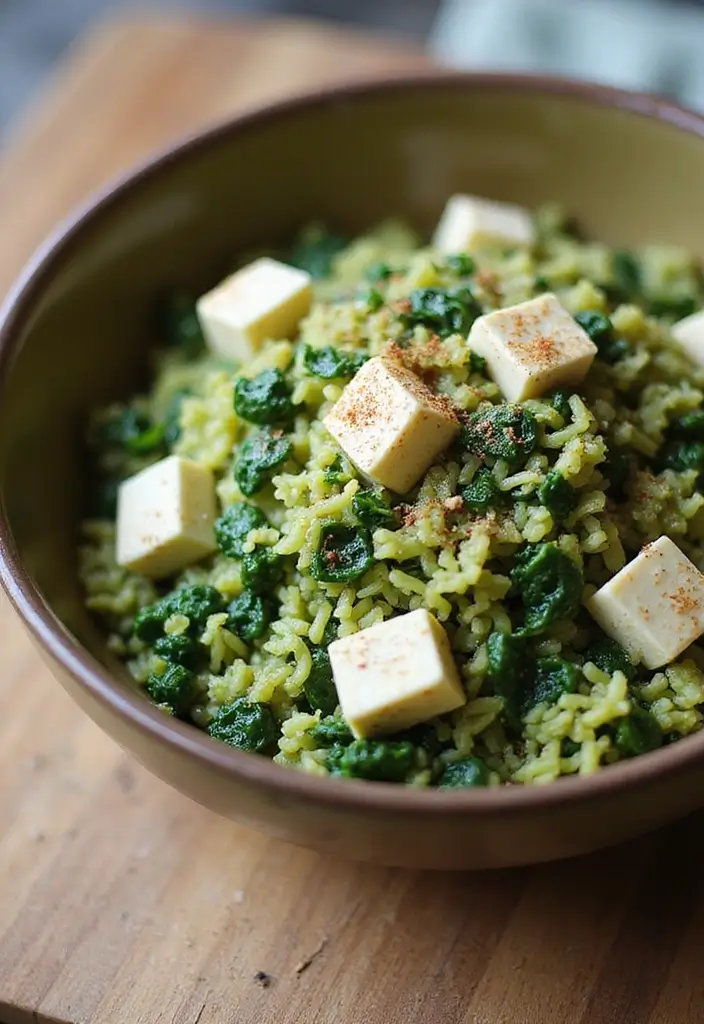 26 One Pot Indian Vegetarian Recipes for Simple Meals 6 26 One Pot Indian Vegetarian Recipes for Simple Meals - 6. Palak Paneer Rice