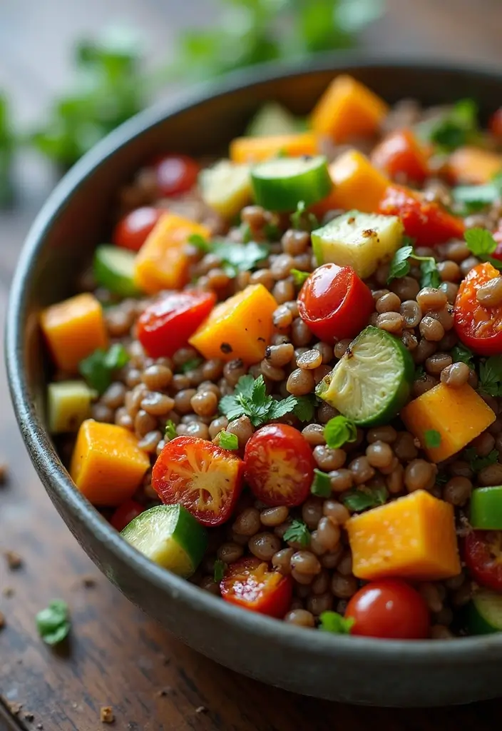 27 Easy Vegetarian Salad Recipes for Healthy Eating 12 27 Easy Vegetarian Salad Recipes for Healthy Eating - 12. Lentil Salad with Roasted Vegetables