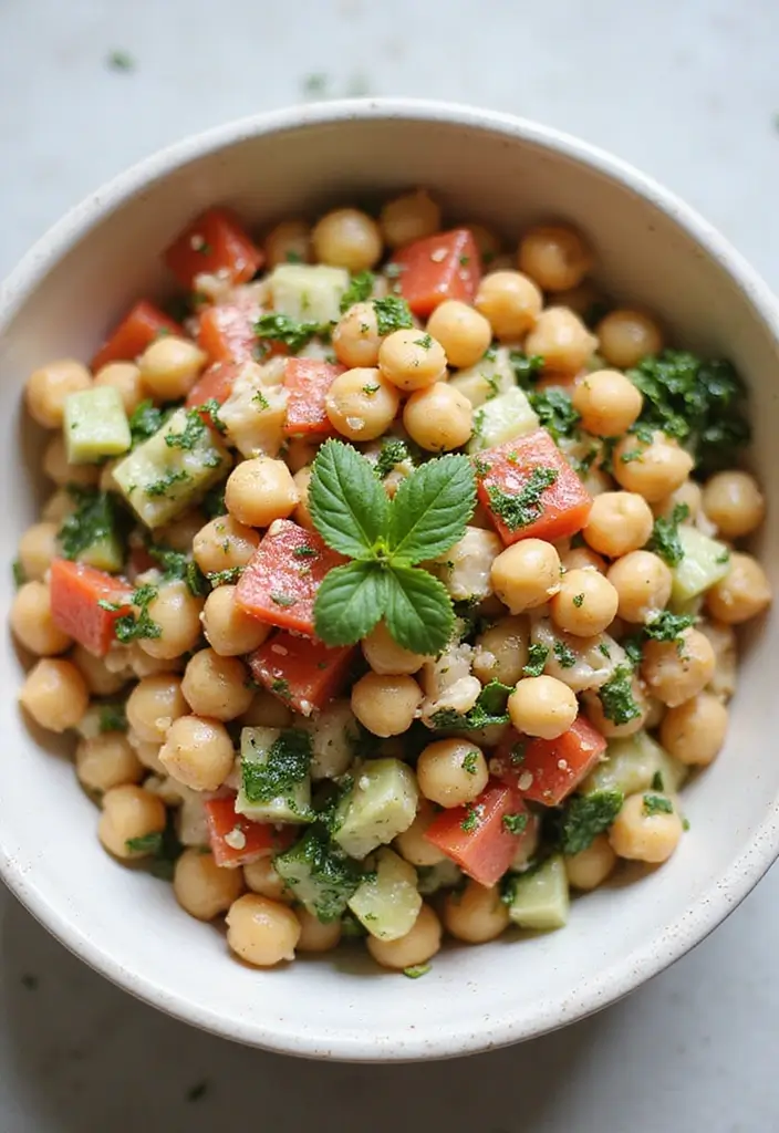27 Easy Vegetarian Salad Recipes for Healthy Eating 18 27 Easy Vegetarian Salad Recipes for Healthy Eating - 18. Chickpea Salad with Lemon-Tahini Dressing