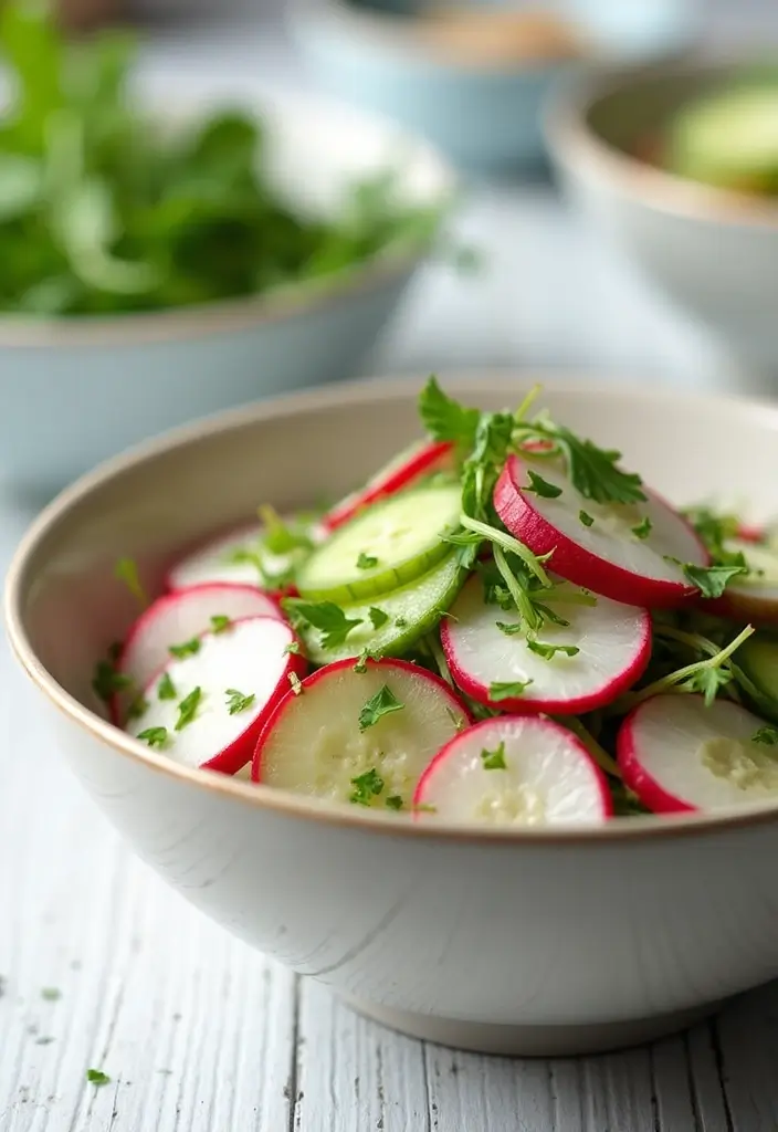 27 Easy Vegetarian Salad Recipes for Healthy Eating 21 27 Easy Vegetarian Salad Recipes for Healthy Eating - 21. Radish and Cucumber Salad