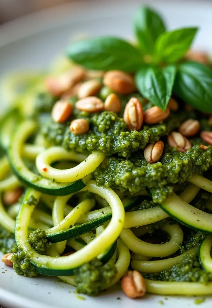 27 Healthy Low Carb Vegetarian Dinner Recipes for Clean Eating - 1. Zucchini Noodles with Pesto