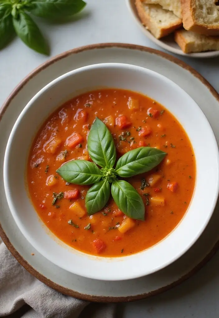 27 Healthy Low Carb Vegetarian Dinner Recipes for Clean Eating - 12. Creamy Tomato Basil Soup