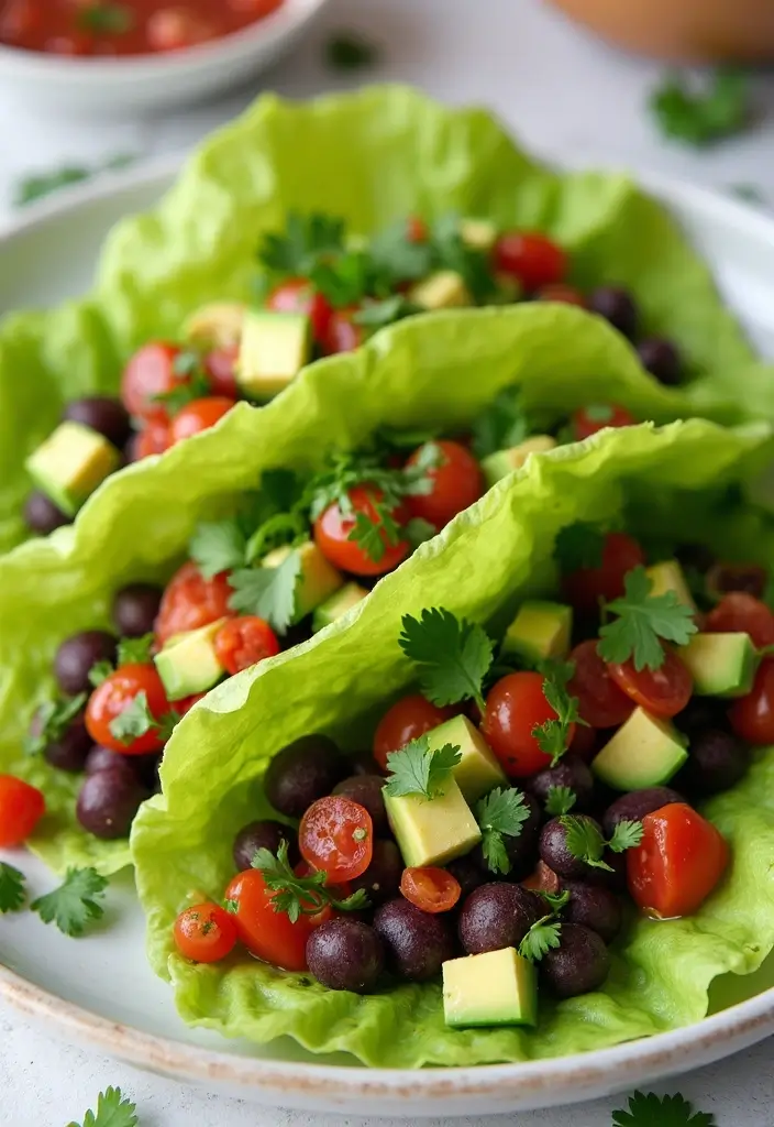 27 Healthy Low Carb Vegetarian Dinner Recipes for Clean Eating - 13. Avocado and Black Bean Tacos