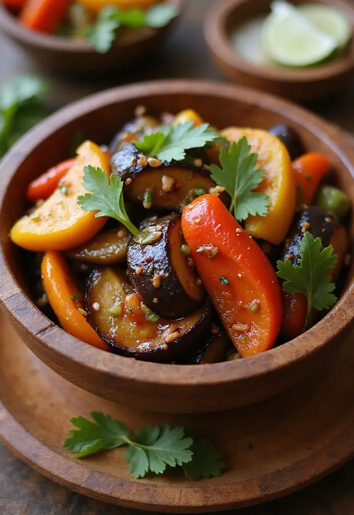 27 Healthy Low Carb Vegetarian Dinner Recipes for Clean Eating - 2. Eggplant Stir-Fry with Bell Peppers