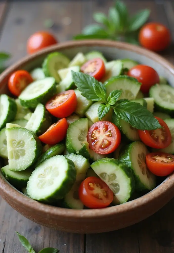27 Healthy Low Carb Vegetarian Dinner Recipes for Clean Eating - 21. Cucumber and Tomato Salad