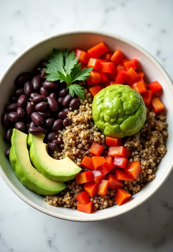 27 Healthy Low Carb Vegetarian Dinner Recipes for Clean Eating - 22. Quinoa and Black Bean Bowl