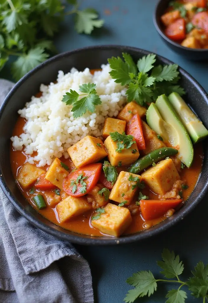 27 Healthy Low Carb Vegetarian Dinner Recipes for Clean Eating - 6. Thai Coconut Curry with Tofu