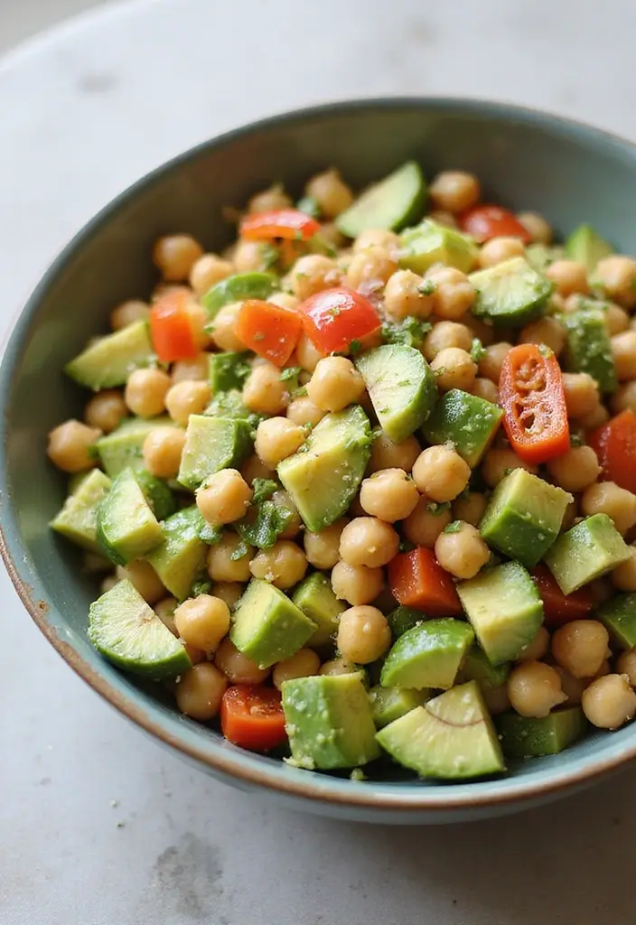 27 Healthy Low Carb Vegetarian Dinner Recipes for Clean Eating - 7. Chickpea Salad with Avocado Dressing