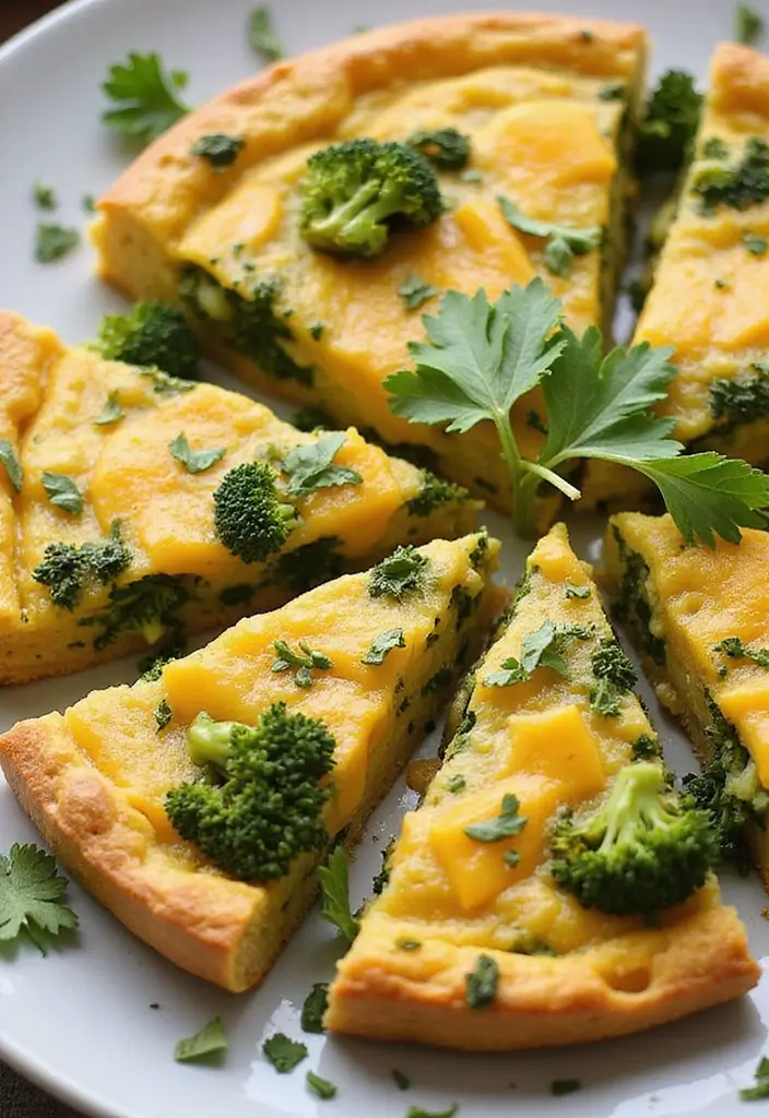 27 Healthy Low Carb Vegetarian Dinner Recipes for Clean Eating - 8. Broccoli and Cheddar Frittata