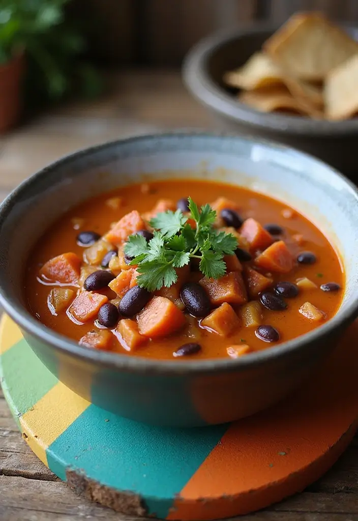 27 High Protein Vegetarian Soup Recipes for Cozy Dinners 10 27 High Protein Vegetarian Soup Recipes for Cozy Dinners - 10. Spicy Tomato and Black Bean Soup