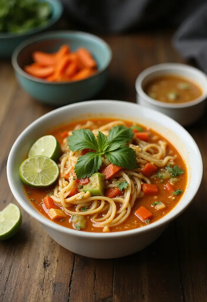27 High Protein Vegetarian Soup Recipes for Cozy Dinners 14 27 High Protein Vegetarian Soup Recipes for Cozy Dinners - 14. Thai Coconut Noodle Soup