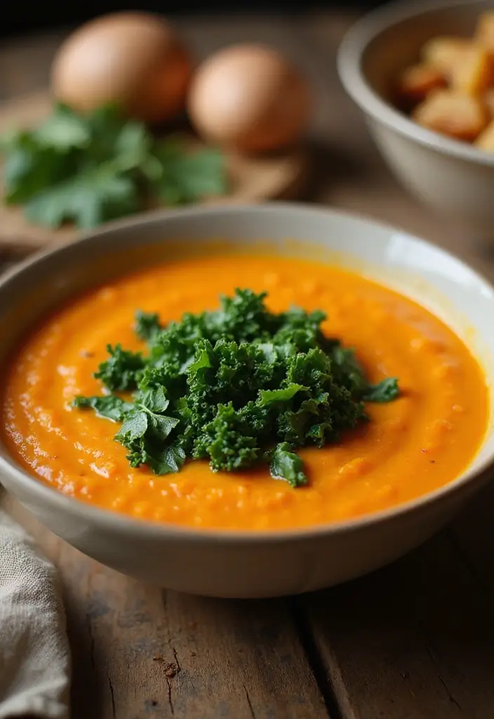 27 High Protein Vegetarian Soup Recipes for Cozy Dinners 16 27 High Protein Vegetarian Soup Recipes for Cozy Dinners - 16. Sweet Potato and Kale Soup