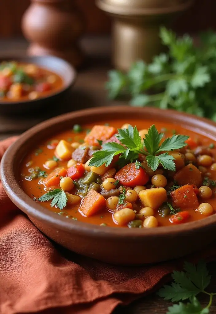 27 High Protein Vegetarian Soup Recipes for Cozy Dinners 25 27 High Protein Vegetarian Soup Recipes for Cozy Dinners - 25. Vegetable and Chickpea Tagine Soup