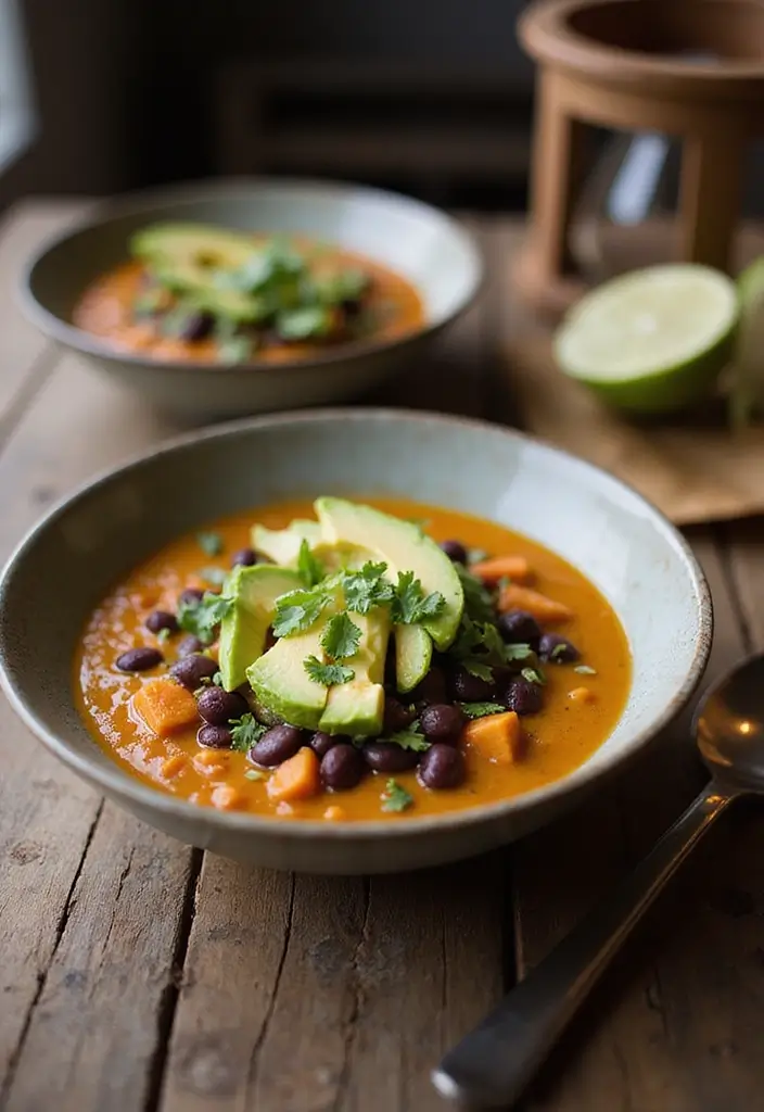 27 High Protein Vegetarian Soup Recipes for Cozy Dinners 4 27 High Protein Vegetarian Soup Recipes for Cozy Dinners - 4. Black Bean and Sweet Potato Soup