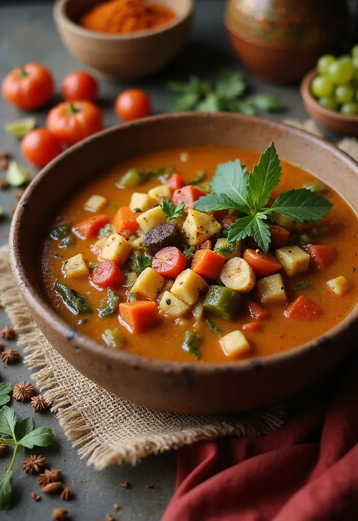 27 High Protein Vegetarian Soup Recipes for Cozy Dinners 8 27 High Protein Vegetarian Soup Recipes for Cozy Dinners - 8. Moroccan Spiced Vegetable Soup