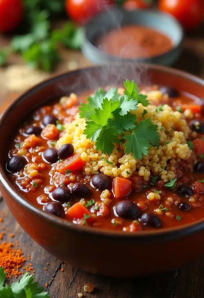27 Low Calorie Vegetarian Recipes for Healthy Dinners 1 27 Low Calorie Vegetarian Recipes for Healthy Dinners - 1. One-Pot Quinoa and Black Bean Chili