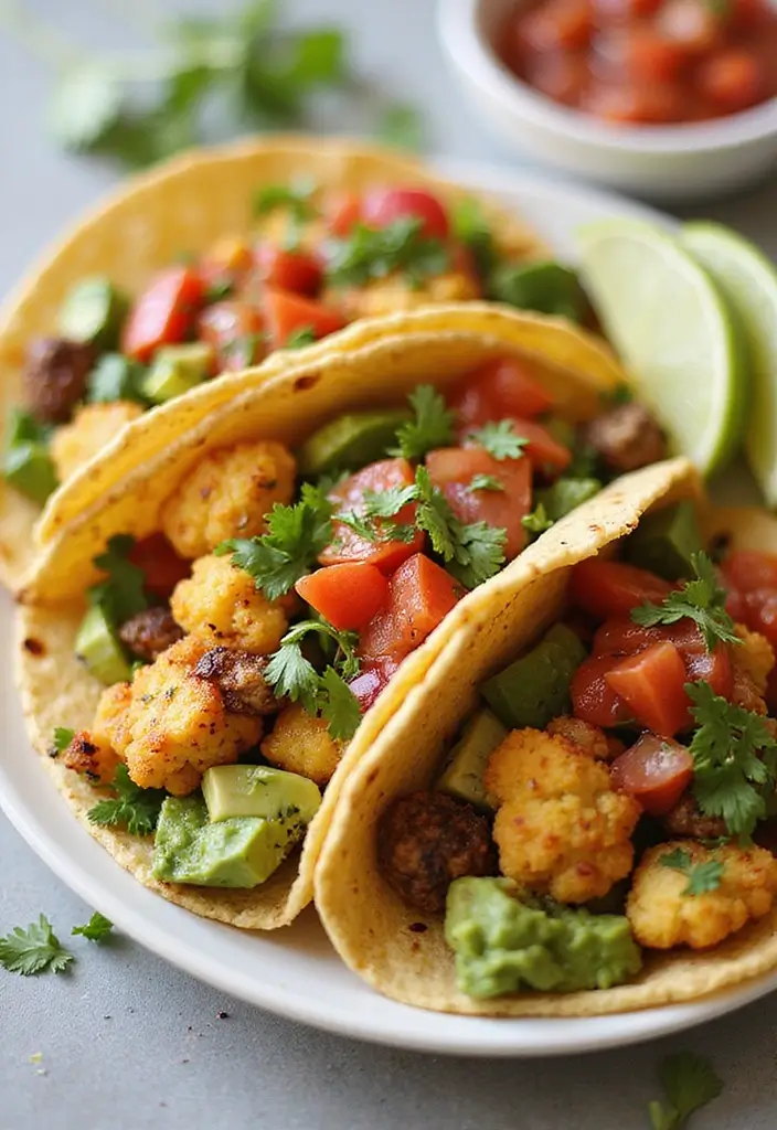 27 Low Calorie Vegetarian Recipes for Healthy Dinners 15 27 Low Calorie Vegetarian Recipes for Healthy Dinners - 15. Cauliflower and Chickpea Tacos