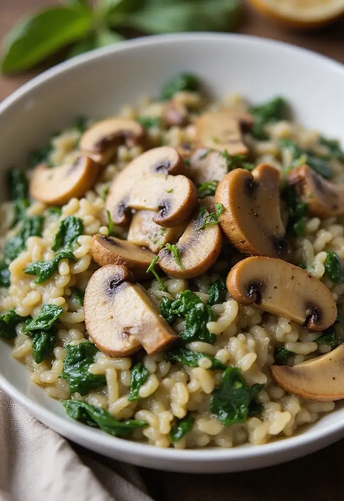27 Low Calorie Vegetarian Recipes for Healthy Dinners 16 27 Low Calorie Vegetarian Recipes for Healthy Dinners - 16. Creamy Mushroom and Spinach Risotto