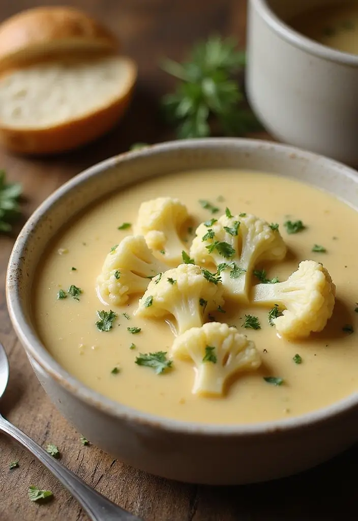 27 Low Calorie Vegetarian Recipes for Healthy Dinners 19 27 Low Calorie Vegetarian Recipes for Healthy Dinners - 19. Cauliflower Soup with Herbs
