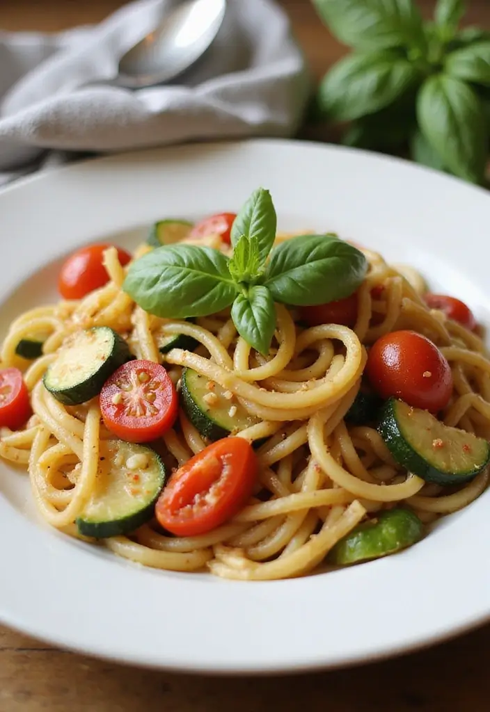27 Low Calorie Vegetarian Recipes for Healthy Dinners 4 27 Low Calorie Vegetarian Recipes for Healthy Dinners - 4. Zucchini and Tomato Pasta