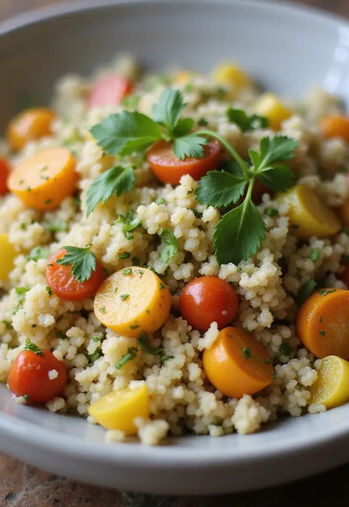 27 Low Calorie Vegetarian Recipes for Healthy Dinners 8 27 Low Calorie Vegetarian Recipes for Healthy Dinners - 8. Garlic Herb Couscous with Veggies