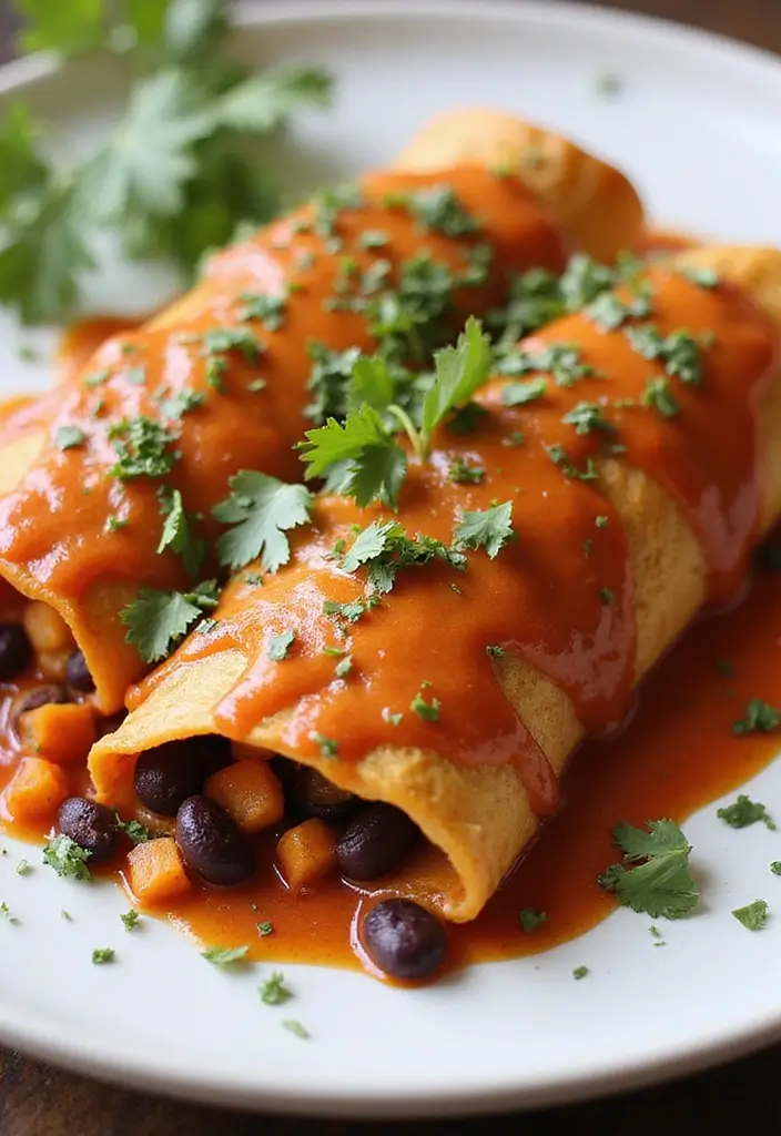 27 Low Calorie Vegetarian Recipes for Healthy Dinners 9 27 Low Calorie Vegetarian Recipes for Healthy Dinners - 9. Sweet Potato and Black Bean Enchiladas