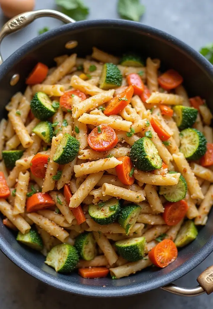 27 One Pot Pasta Vegetarian Recipes for Busy Nights - 11. Veggie Stir-Fry Pasta
