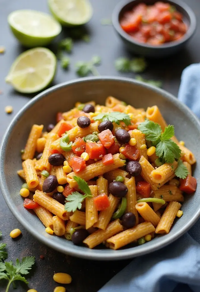 27 One Pot Pasta Vegetarian Recipes for Busy Nights - 14. Veggie Taco Pasta
