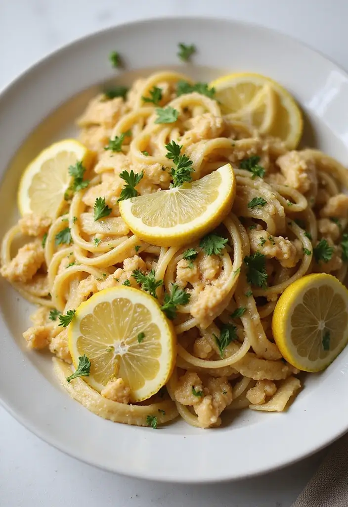 27 One Pot Pasta Vegetarian Recipes for Busy Nights - 16. Garlic Lemon Shrimp Pasta (Vegetarian Version)