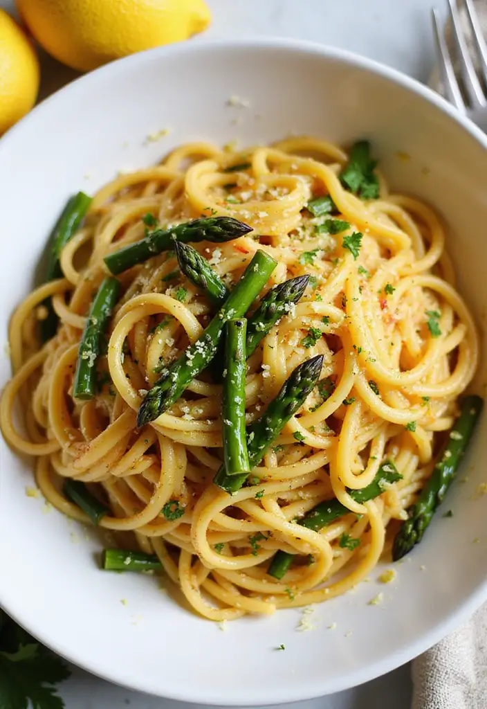27 One Pot Pasta Vegetarian Recipes for Busy Nights - 2. Zesty Lemon Asparagus Pasta