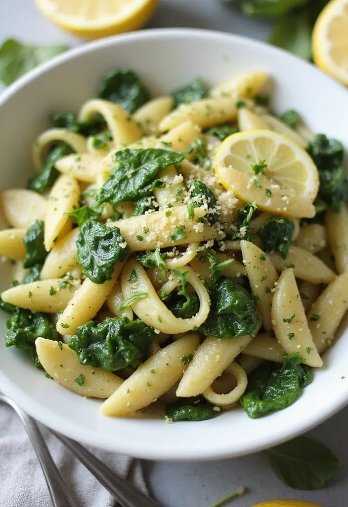 27 One Pot Pasta Vegetarian Recipes for Busy Nights - 27. One Pot Lemon Garlic Spinach Pasta