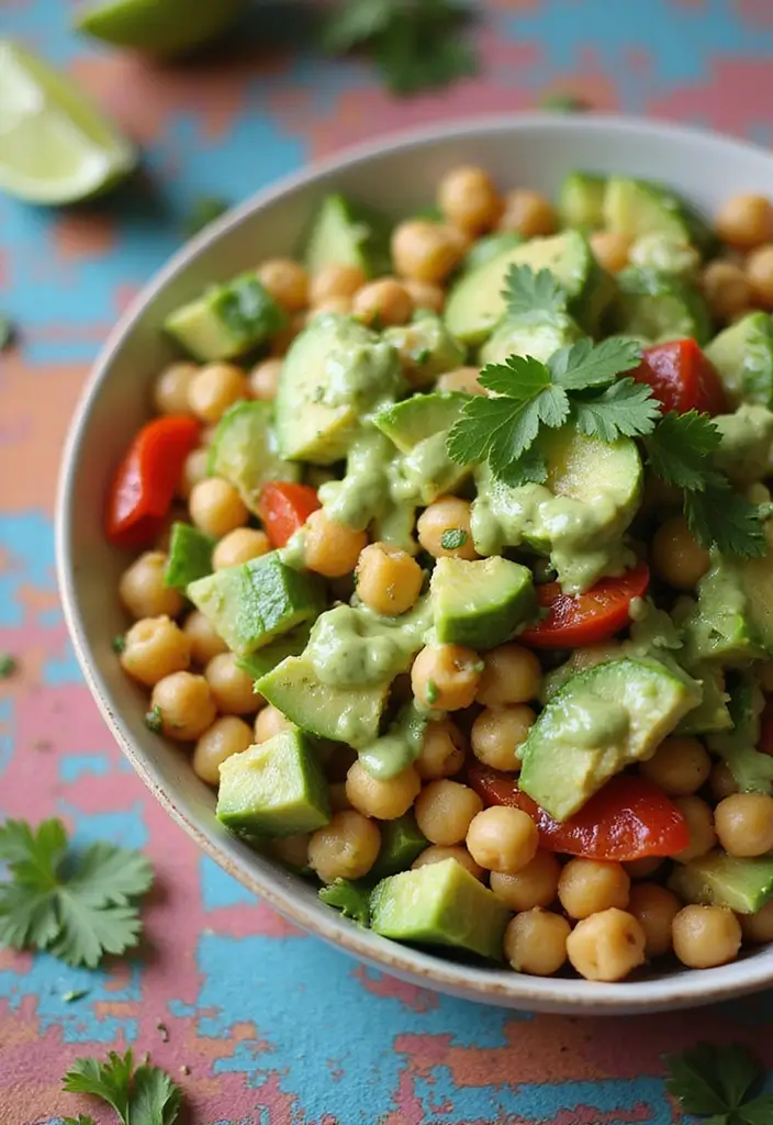 27 Vegetarian Dinner Party Recipes That Impress Guests 18 27 Vegetarian Dinner Party Recipes That Impress Guests - 18. Chickpea Salad with Avocado Dressing