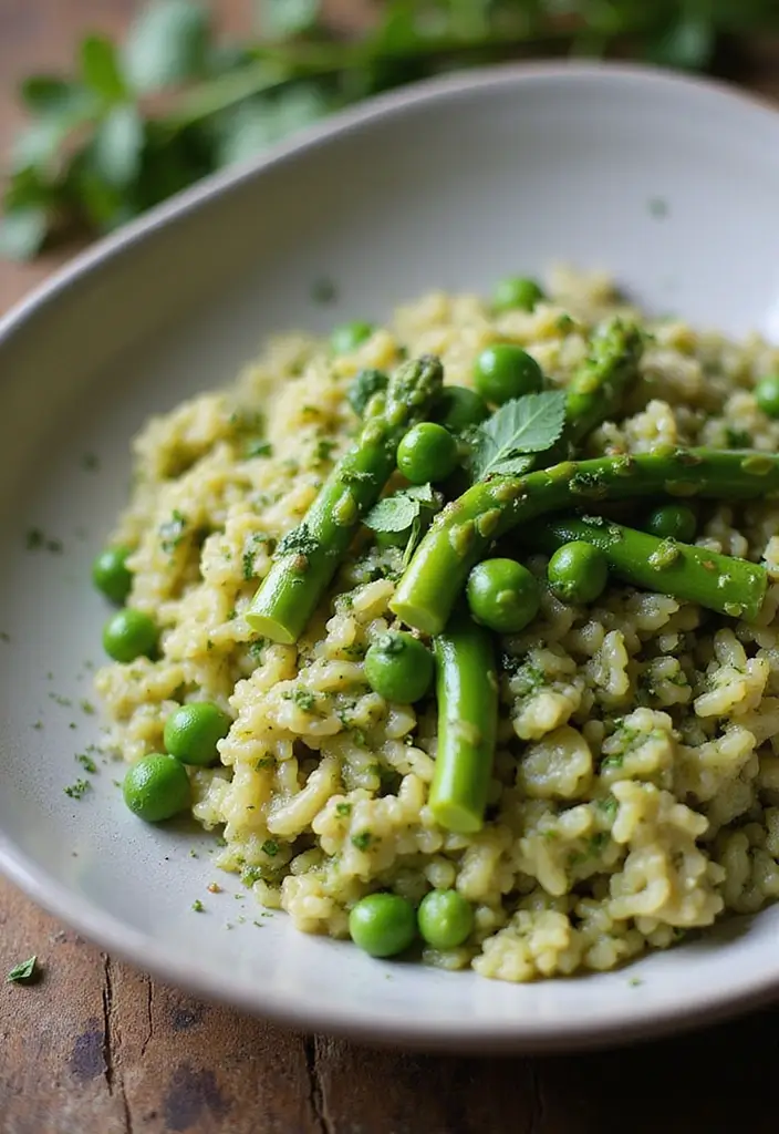 27 Vegetarian Dinner Party Recipes That Impress Guests 21 27 Vegetarian Dinner Party Recipes That Impress Guests - 21. Pesto Risotto with Peas and Asparagus