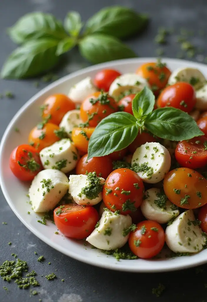 27 Vegetarian Dinner Party Recipes That Impress Guests 26 27 Vegetarian Dinner Party Recipes That Impress Guests - 26. Tomato and Mozzarella Salad with Pesto