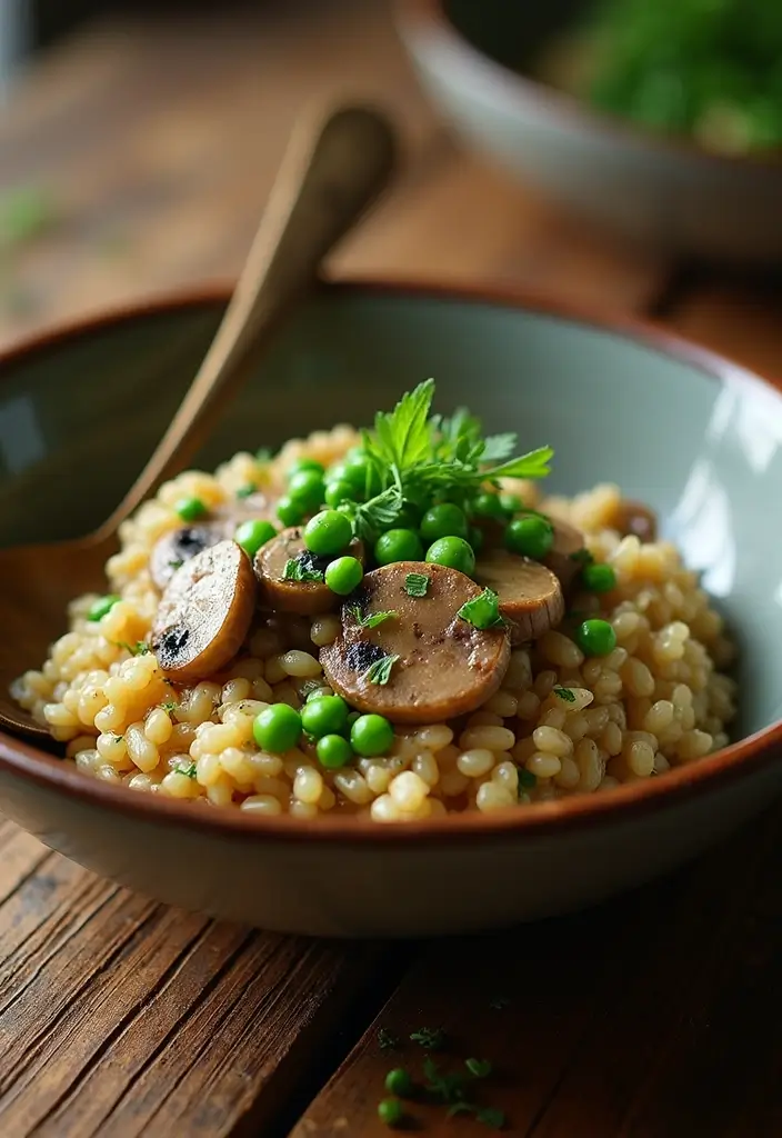 27 Vegetarian Dinner Party Recipes That Impress Guests 4 27 Vegetarian Dinner Party Recipes That Impress Guests - 4. Mushroom Risotto with Peas