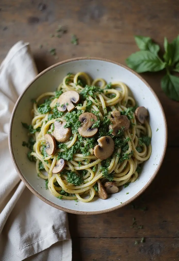 27 Vegetarian Dinner Recipes That Are Easy and Delicious 1 27 Vegetarian Dinner Recipes That Are Easy and Delicious - 1. Creamy Spinach and Mushroom Pasta