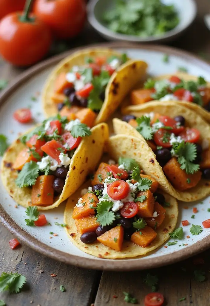 27 Vegetarian Dinner Recipes That Are Easy and Delicious 13 27 Vegetarian Dinner Recipes That Are Easy and Delicious - 13. Sweet Potato and Black Bean Tacos