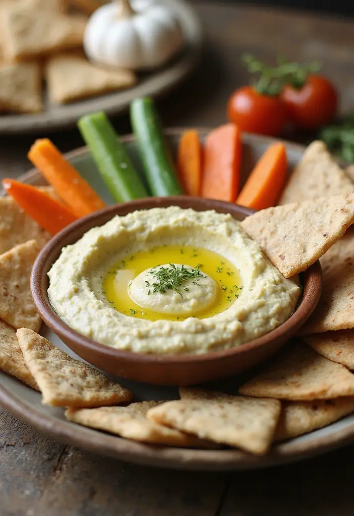 28 High Protein Vegetarian Snack Recipes You’ll Love 16 28 High Protein Vegetarian Snack Recipes You’ll Love - 16. Roasted Garlic Hummus