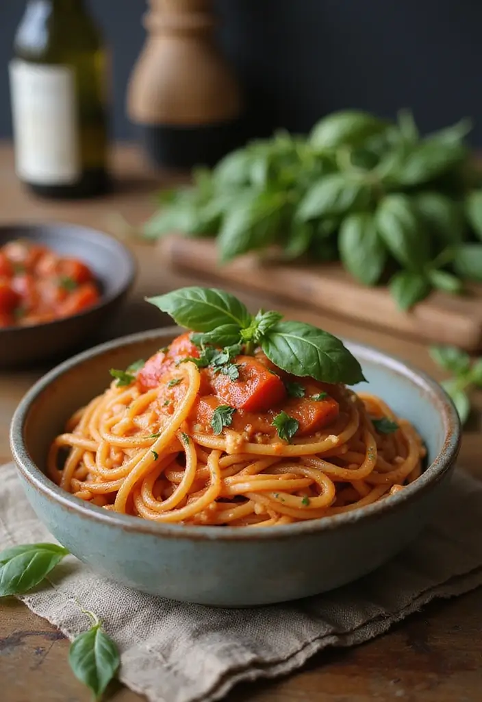 28 Vegetarian Dinner Recipes for Two That Are Simple and Tasty 1 28 Vegetarian Dinner Recipes for Two That Are Simple and Tasty - 1. Creamy Tomato Basil Pasta