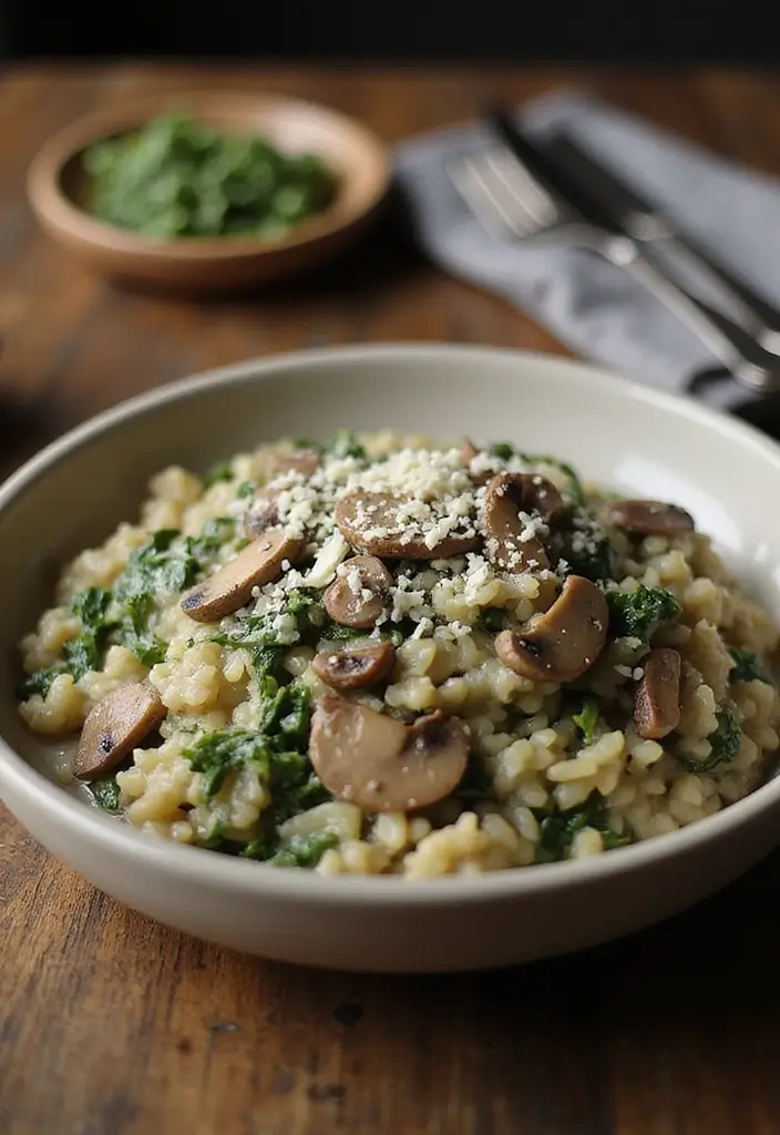 28 Vegetarian Dinner Recipes for Two That Are Simple and Tasty 6 28 Vegetarian Dinner Recipes for Two That Are Simple and Tasty - 6. Spinach and Mushroom Risotto