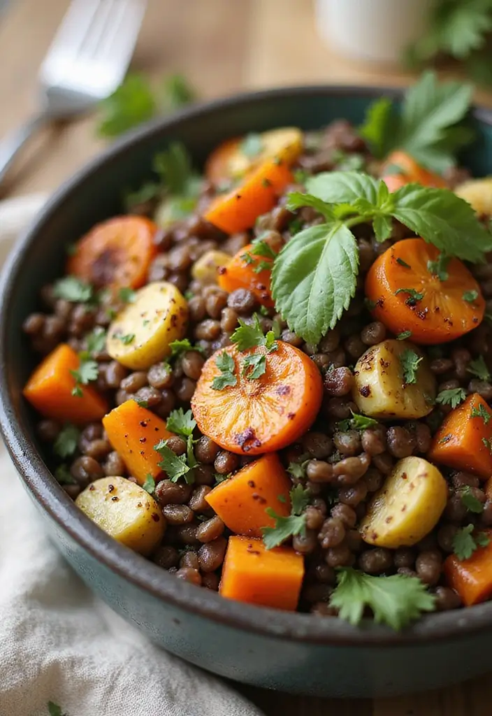 28 Vegetarian Thanksgiving Side Dish Recipes for the Holiday Table 19 28 Vegetarian Thanksgiving Side Dish Recipes for the Holiday Table - 19. Lentil Salad with Roasted Vegetables