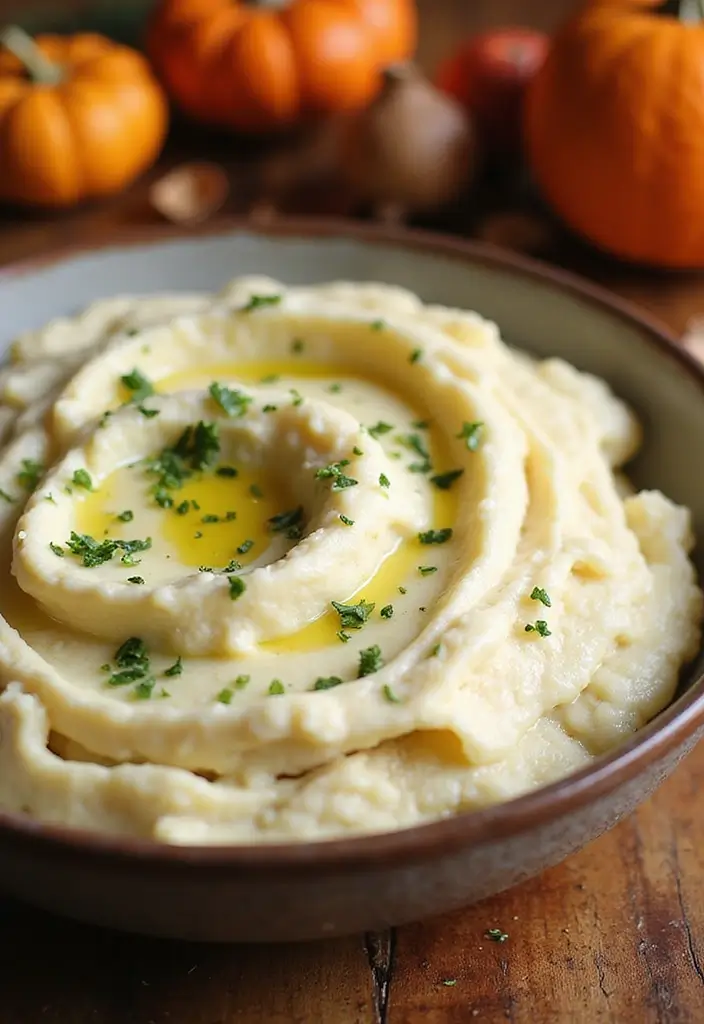 28 Vegetarian Thanksgiving Side Dish Recipes for the Holiday Table 3 28 Vegetarian Thanksgiving Side Dish Recipes for the Holiday Table - 3. Garlic Mashed Cauliflower