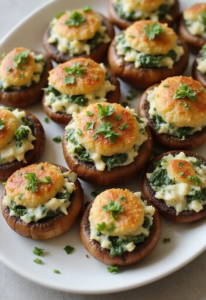 28 Vegetarian Thanksgiving Side Dish Recipes for the Holiday Table 7 28 Vegetarian Thanksgiving Side Dish Recipes for the Holiday Table - 7. Spinach and Feta Stuffed Mushrooms