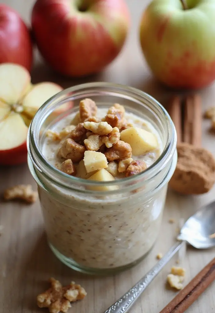 28 Whole Food Vegetarian Recipes for Clean Eating - 13. Apple Cinnamon Overnight Oats
