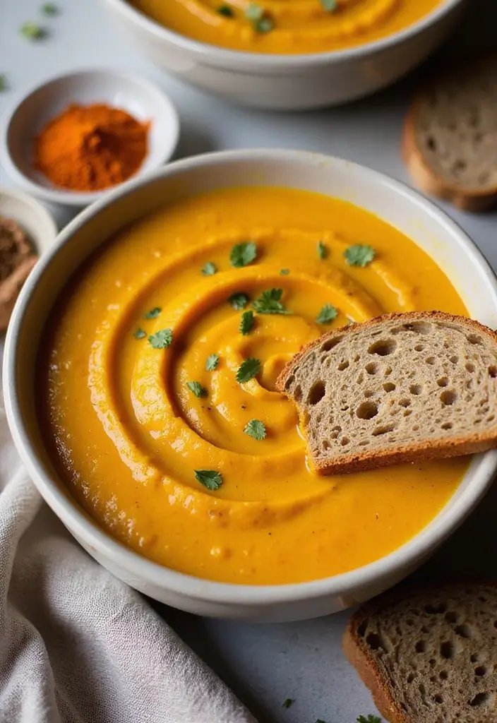 28 Whole Food Vegetarian Recipes for Clean Eating - 14. Curried Butternut Squash Soup