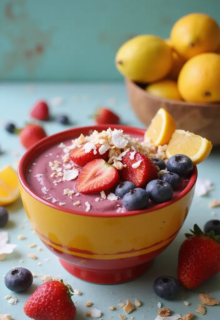 28 Whole Food Vegetarian Recipes for Clean Eating - 15. Coconut & Berry Smoothie Bowl
